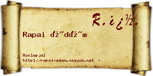 Rapai Ádám névjegykártya