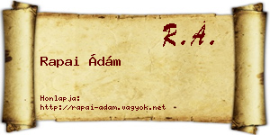 Rapai Ádám névjegykártya